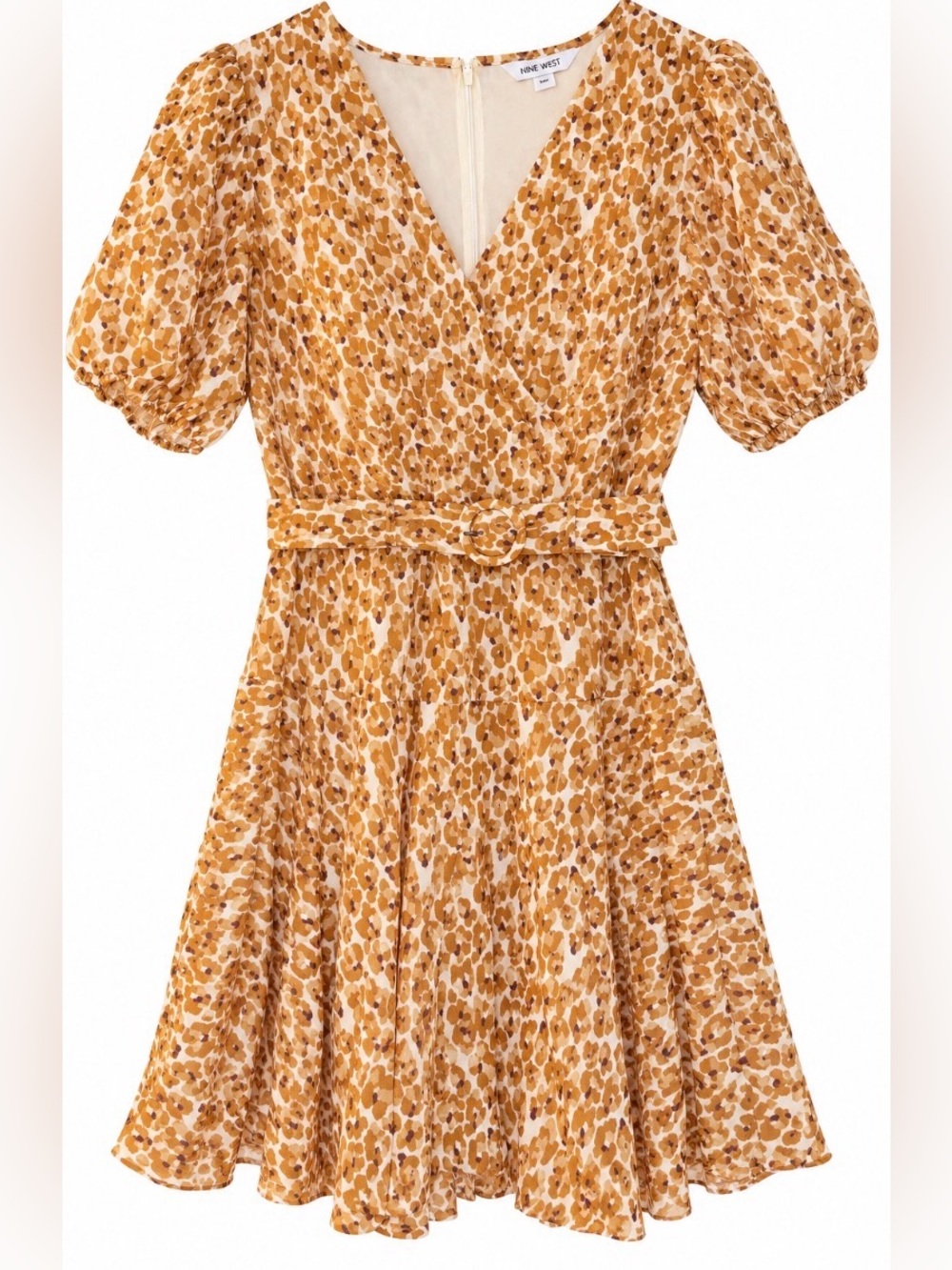 Nine West Leopard Print Belted Fit & Flare Dress – Size L